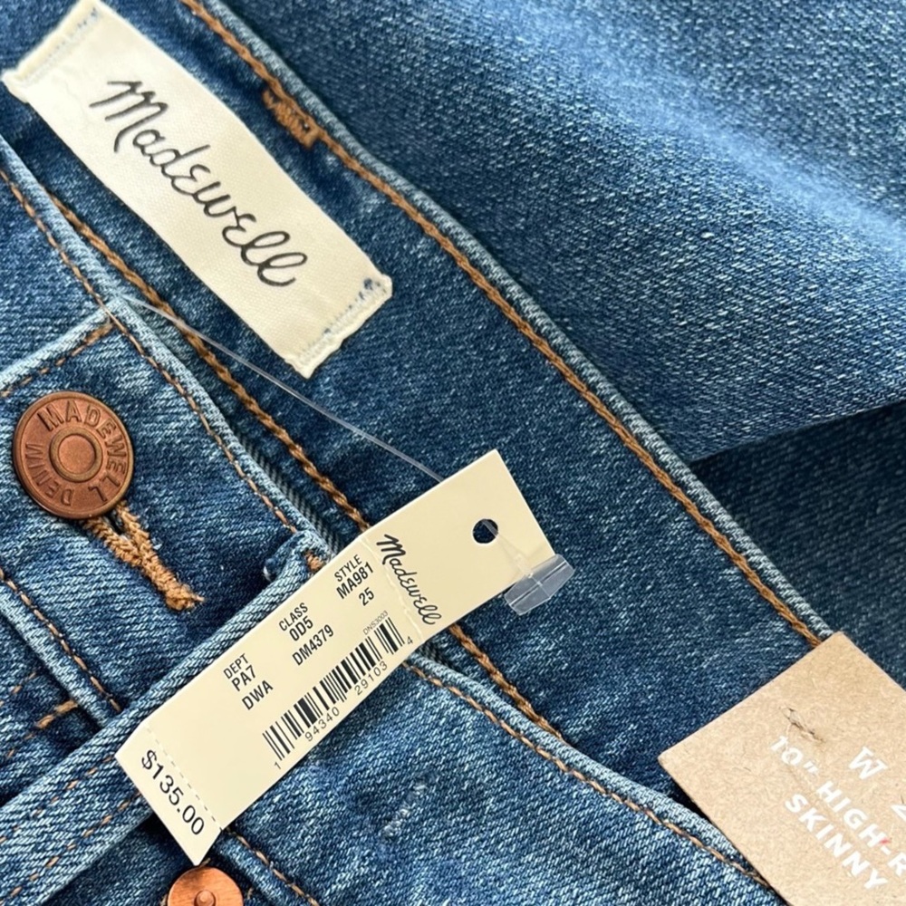 NWT Madewell High Waist skinny jeans - Button Fly Premium Denim 25 - Picture 12 of 13